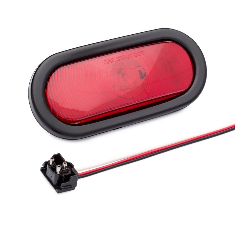 Lumitronics 6 Inch Oval Sealed Waterproof Stop/Turn/Tail Light with Grommet and Right Angle Plug Kit - Image 1